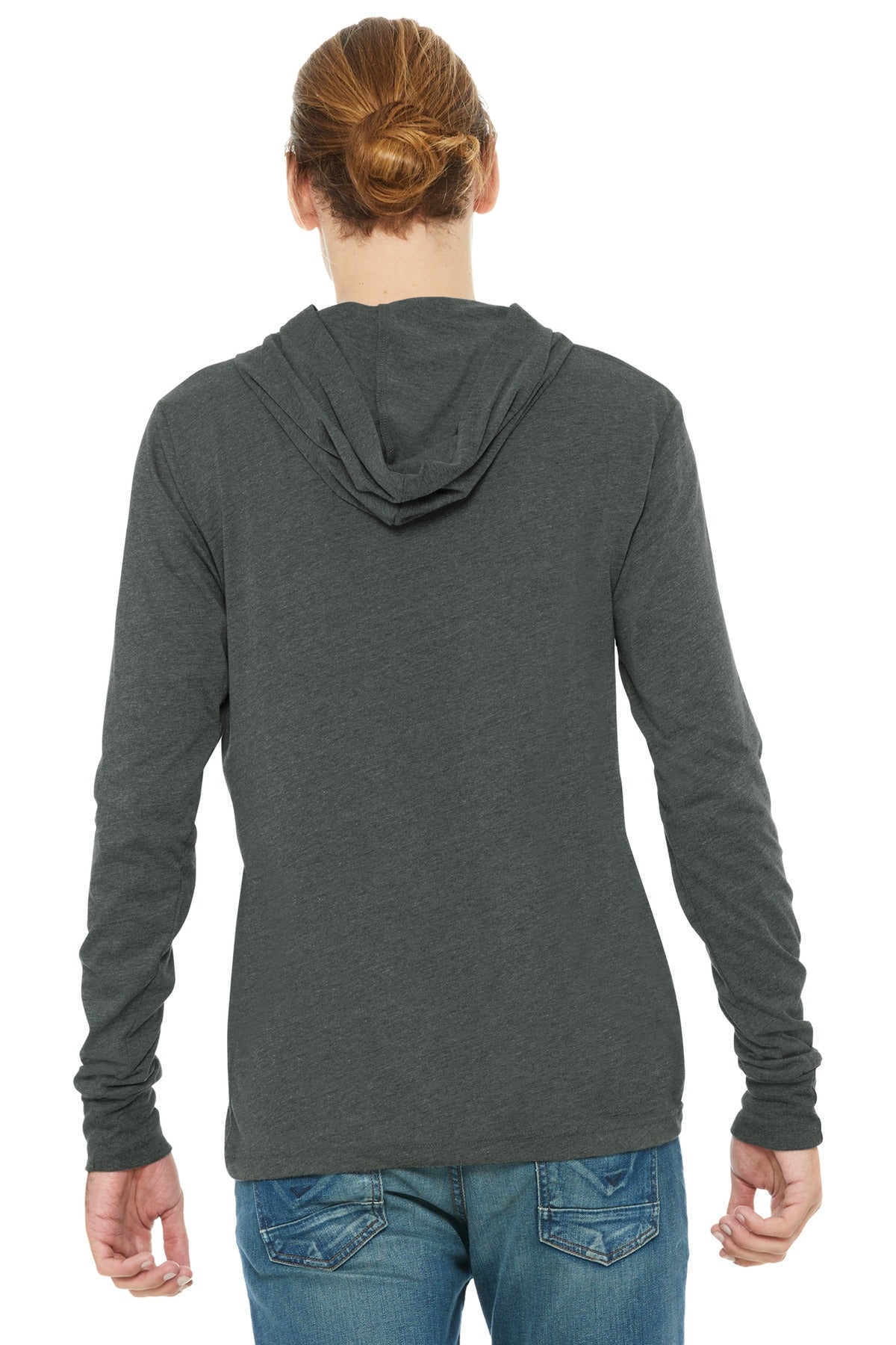 Deep Ht BELLA+CANVAS Unisex Jersey Long Sleeve Hoodie. BC3512 plain