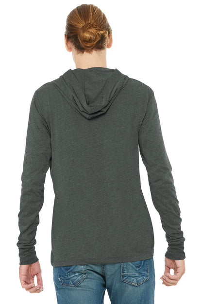 Deep Ht BELLA+CANVAS Unisex Jersey Long Sleeve Hoodie. BC3512 plain