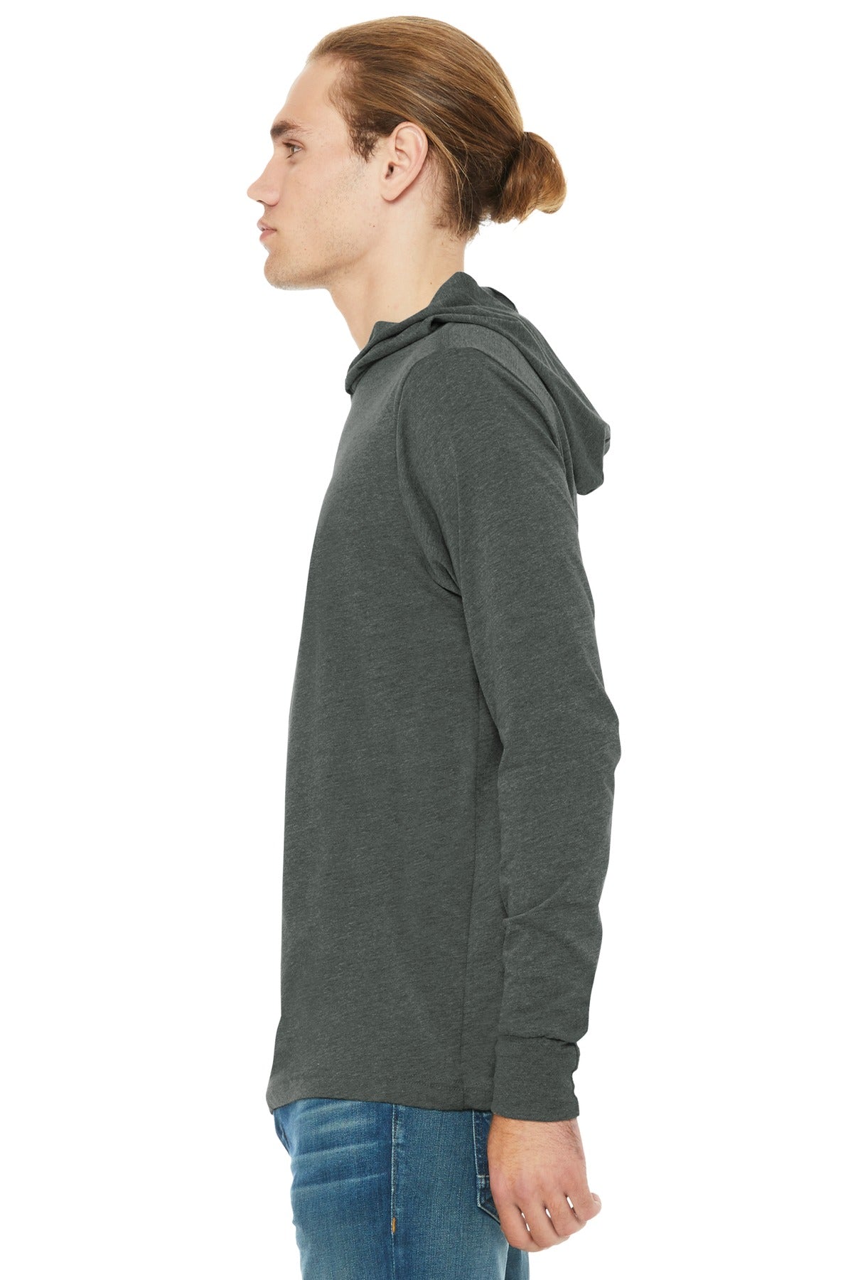 Deep Ht BELLA+CANVAS Unisex Jersey Long Sleeve Hoodie. BC3512 plain