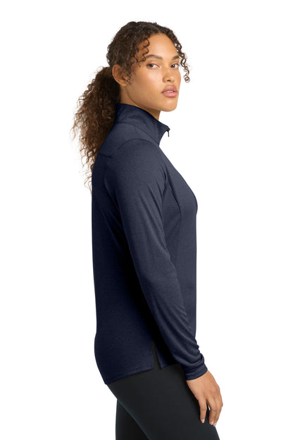 Deep Navy Hthr Sport-Tek Women's Endeavor 1/2-Zip Pullover. LST469 plain