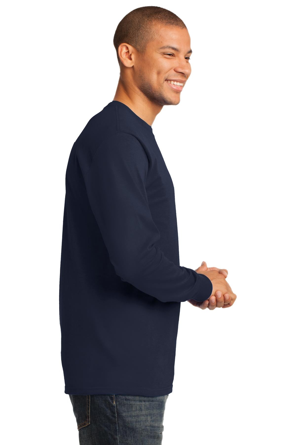 Deep Navy Port & Co Long Sleeve Essential Tee. PC61LS plain