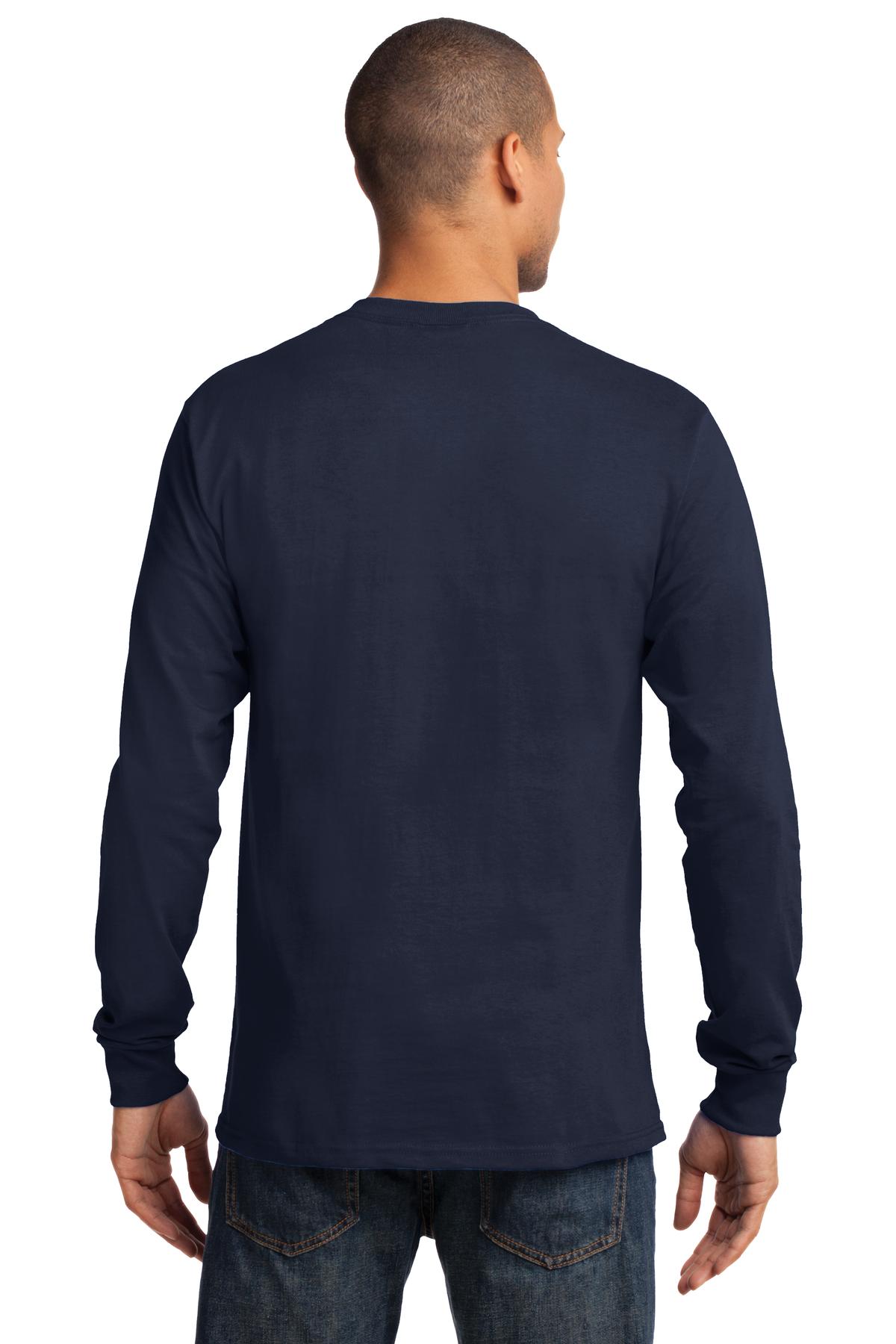 Deep Navy Port & Co Long Sleeve Essential Tee. PC61LS plain