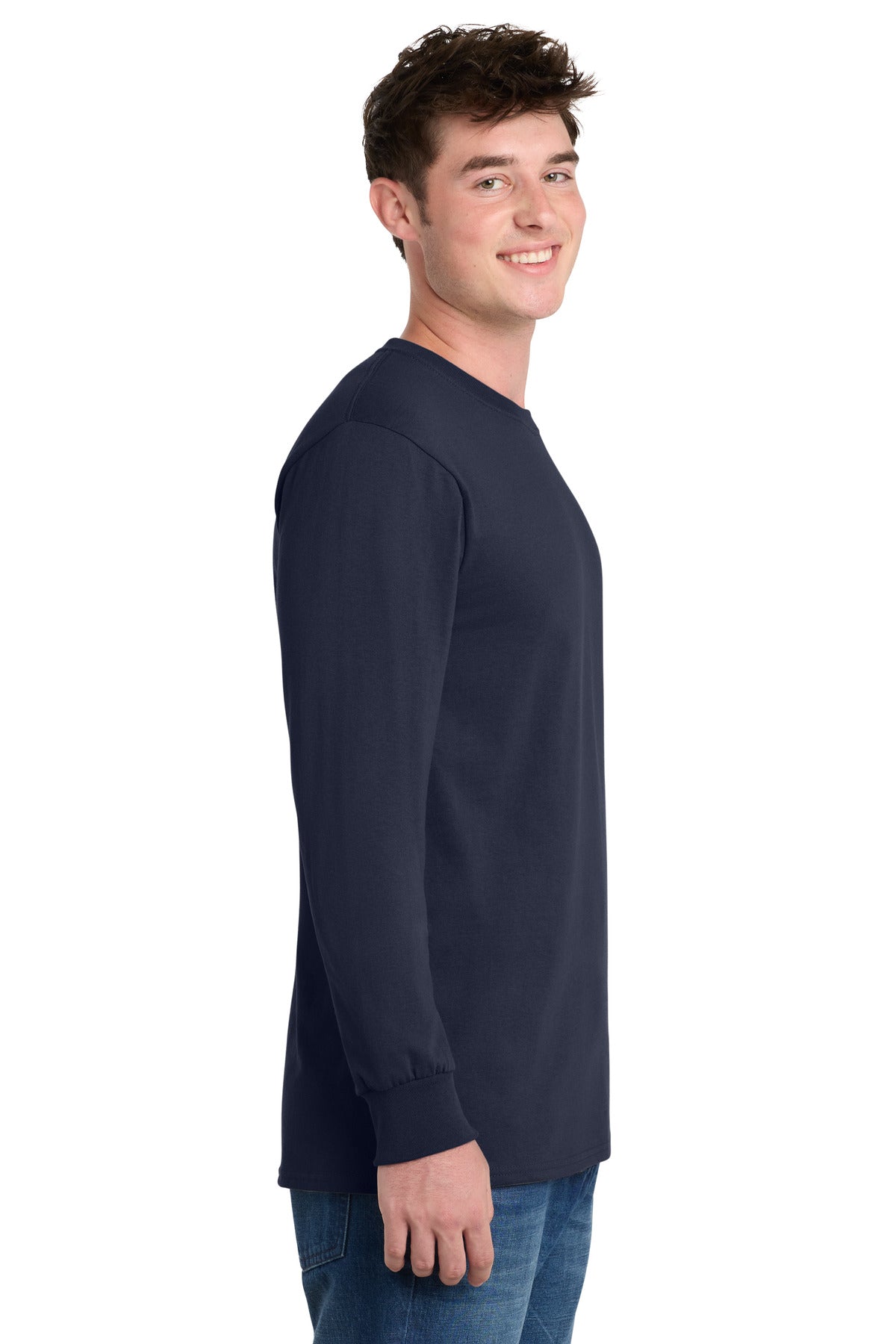 Deep Navy Port & Co Long Sleeve Essential Tee. PC61LS plain