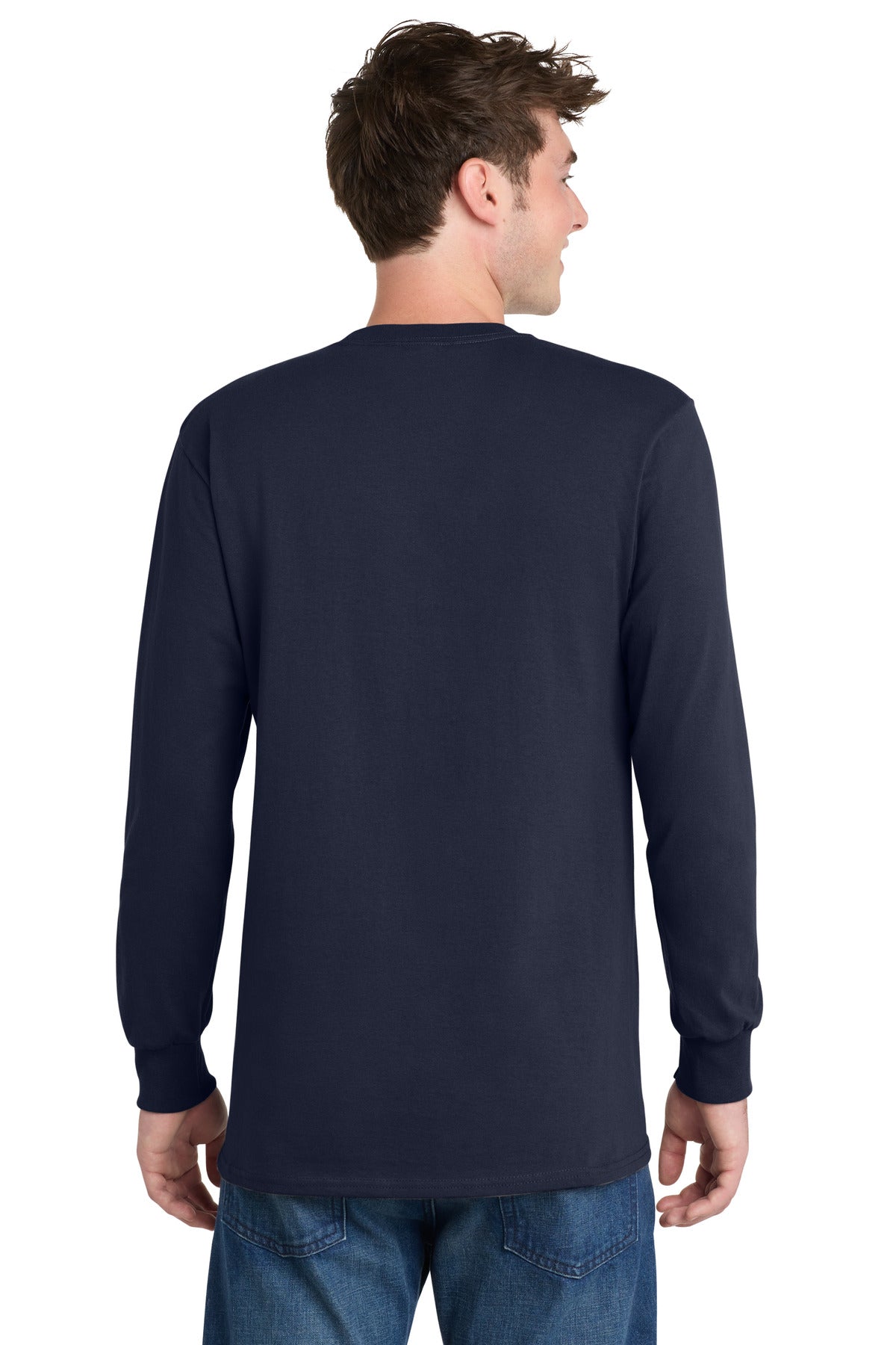 Deep Navy Port & Co Long Sleeve Essential Tee. PC61LS plain