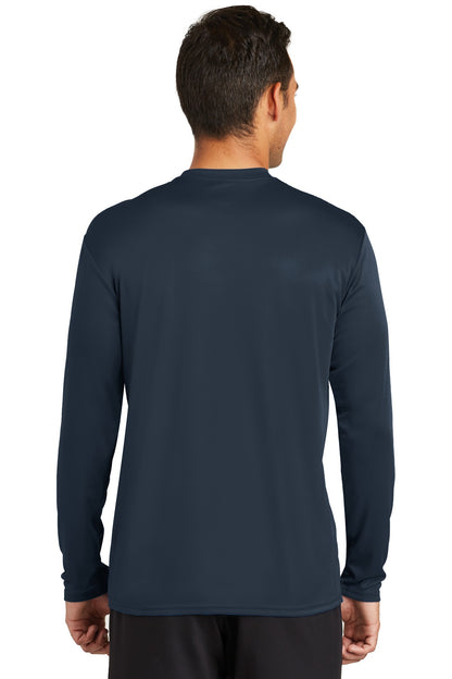 Deep Navy Port & Co Long Sleeve Performance Tee. PC380LS plain