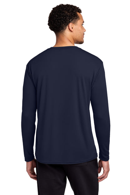 Deep Navy Port & Co Long Sleeve Performance Tee. PC380LS plain