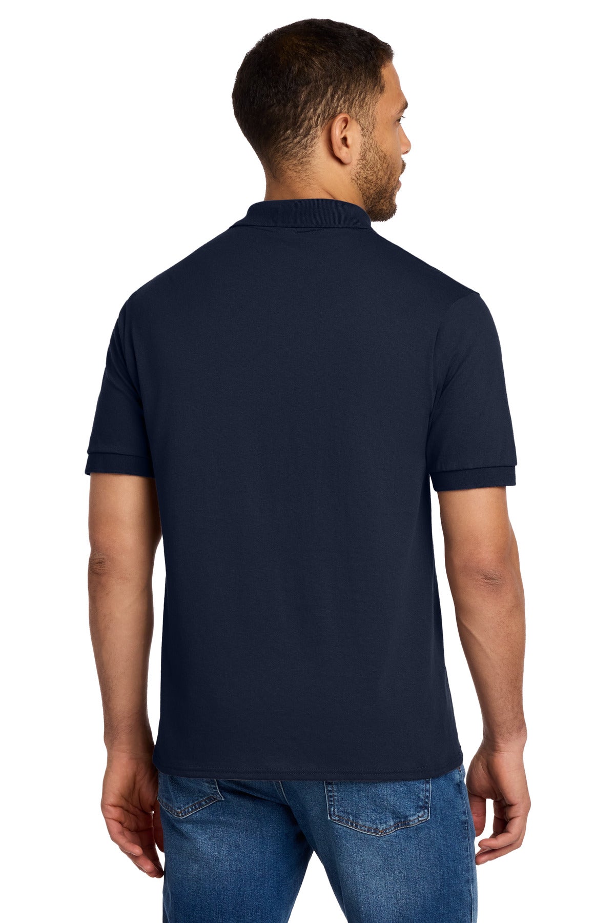 Deep Navy Port & Co Tall Core Blend Jersey Knit Polo. KP55T plain