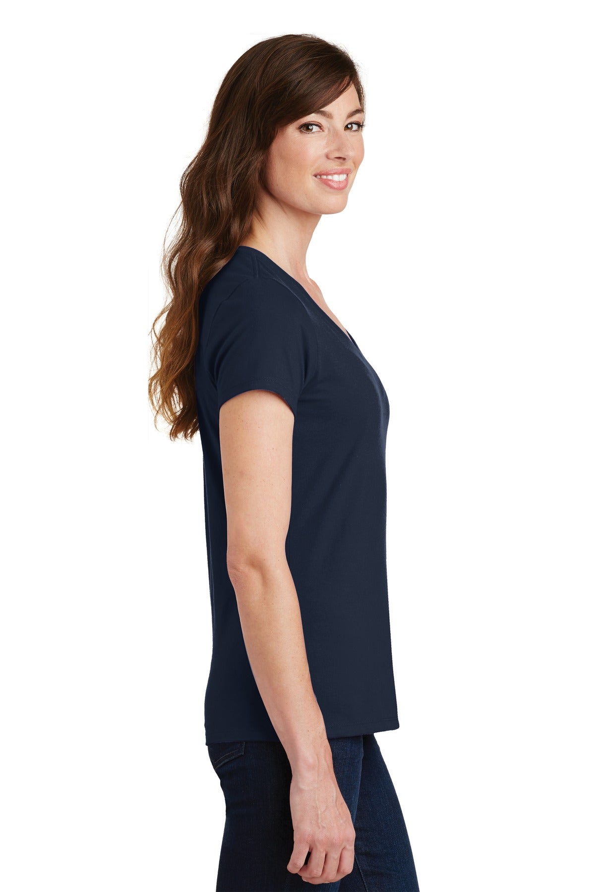 Deep Navy Port & Co Women's Fan Favorite V-Neck Tee. LPC450V plain