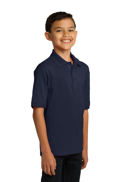 Deep Navy Port & Co Youth Core Blend Jersey Knit Polo. KP55Y plain