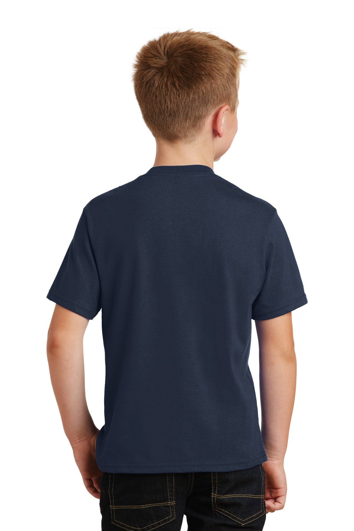 Deep Navy Port & Co Youth Fan Favorite Tee. PC450Y plain