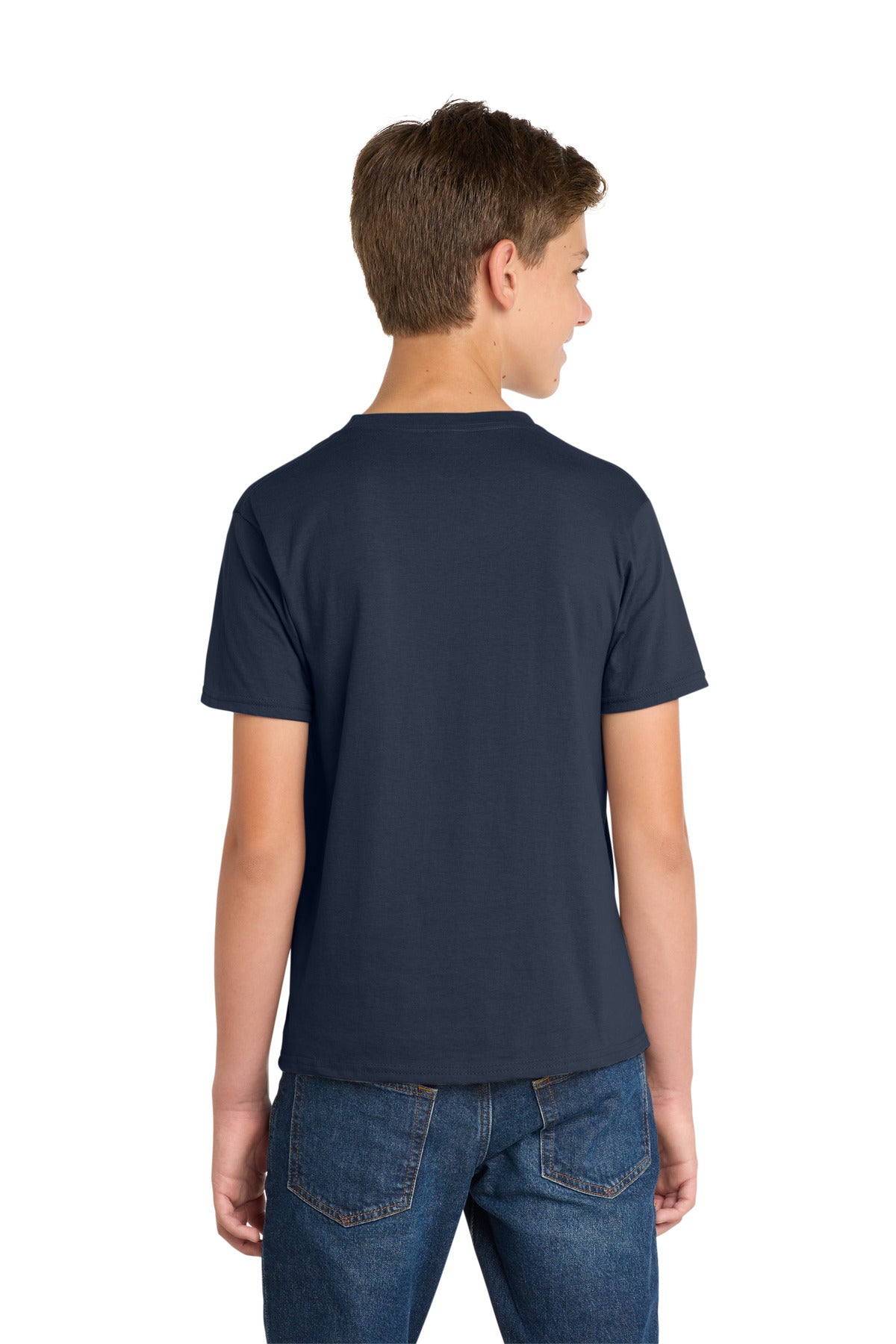 Deep Navy Port & Co Youth Fan Favorite Tee. PC450Y plain