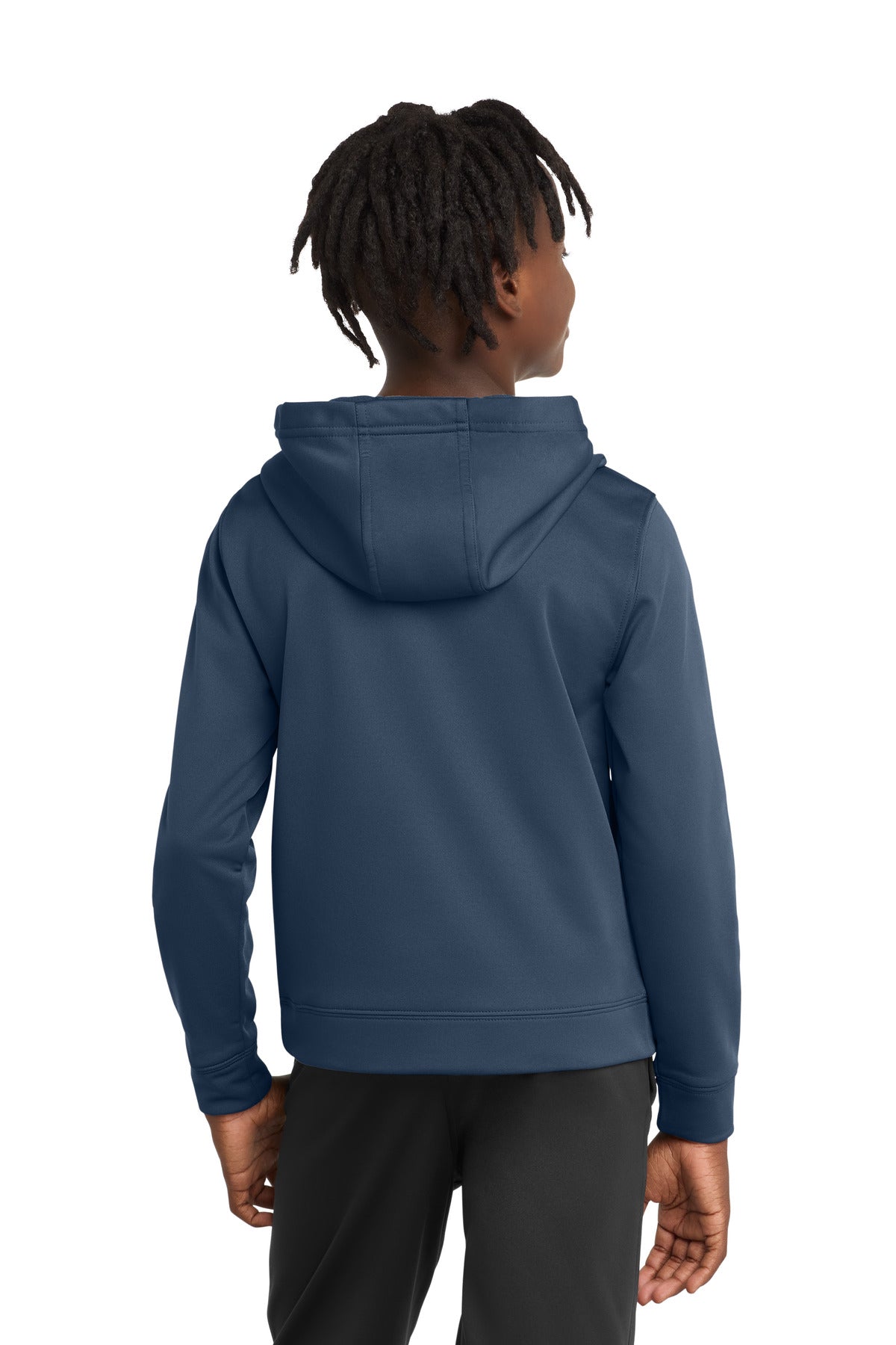 Deep Navy Port & Co Youth Performance Fleece Pullover Hooded Sweatshirt. PC590YH plain