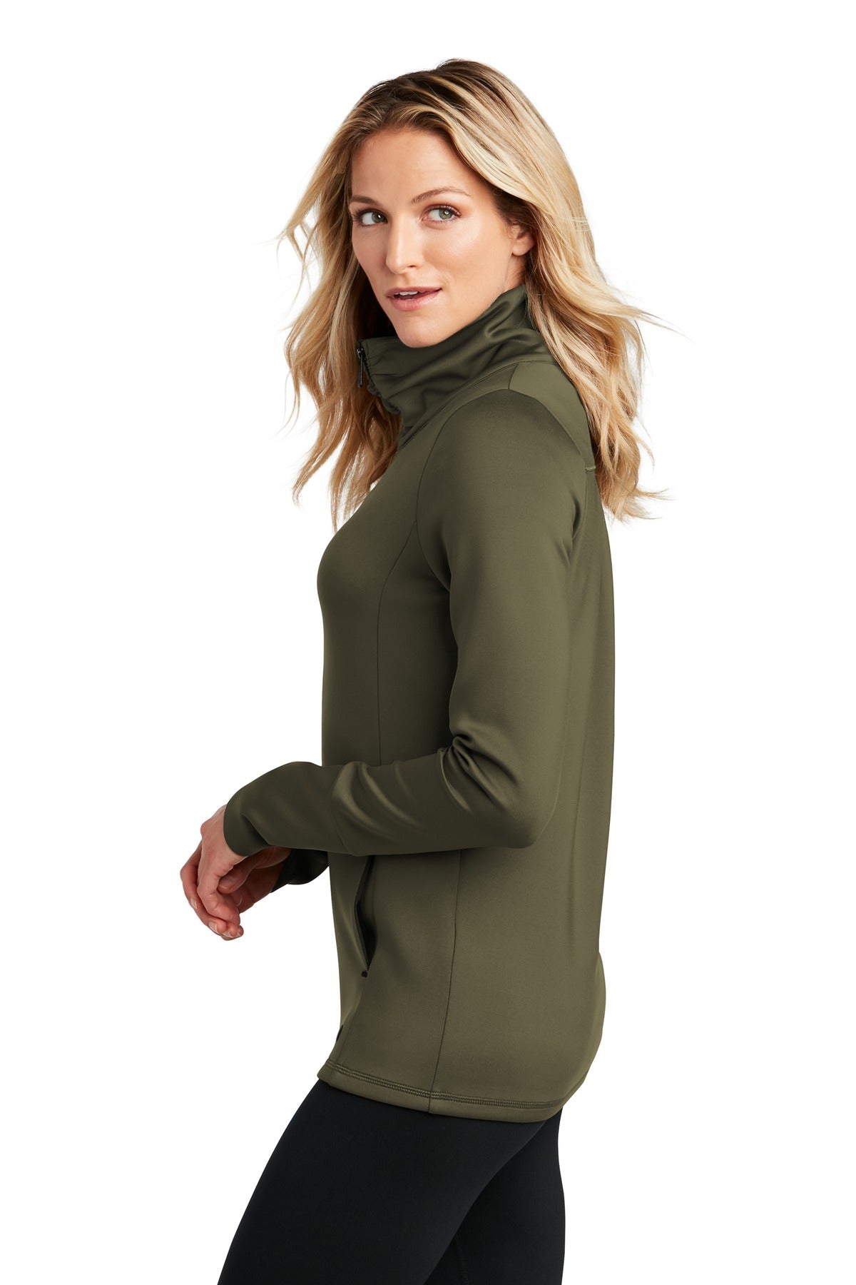 Deep Olive OGIO Women's Modern Performance Full-Zip. LOE703 plain