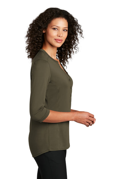 Deep Olive Port Authority Women's UV Choice Pique Henley LK750 plain