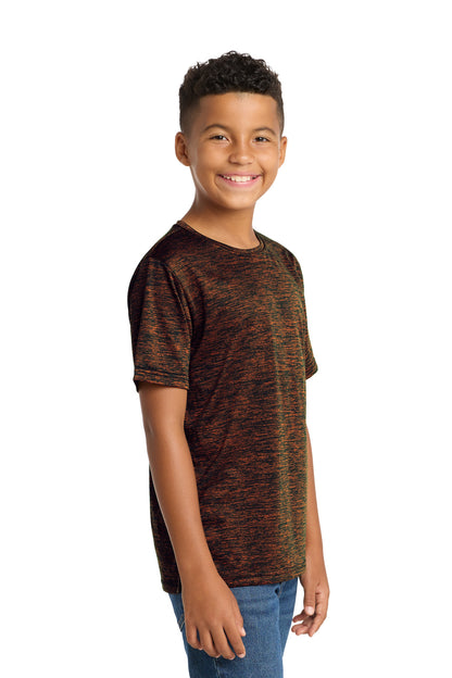 Deep Or-Blk El Sport-Tek Youth PosiCharge Electric Heather Tee. YST390 plain