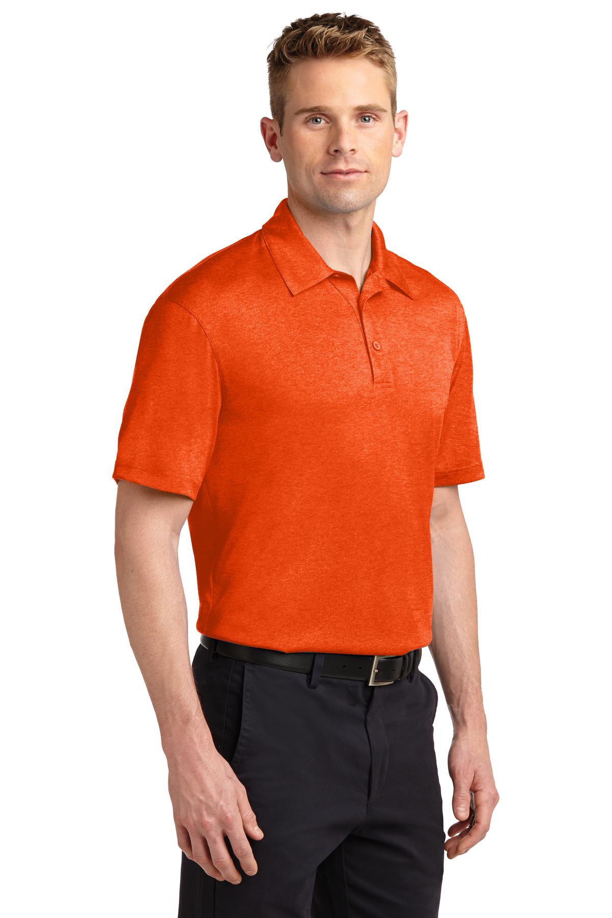Deep Orange HR Sport-Tek Heather Contender Polo. ST660 plain