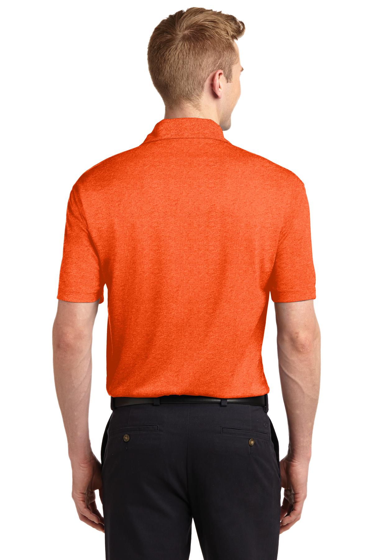 Deep Orange HR Sport-Tek Heather Contender Polo. ST660 plain