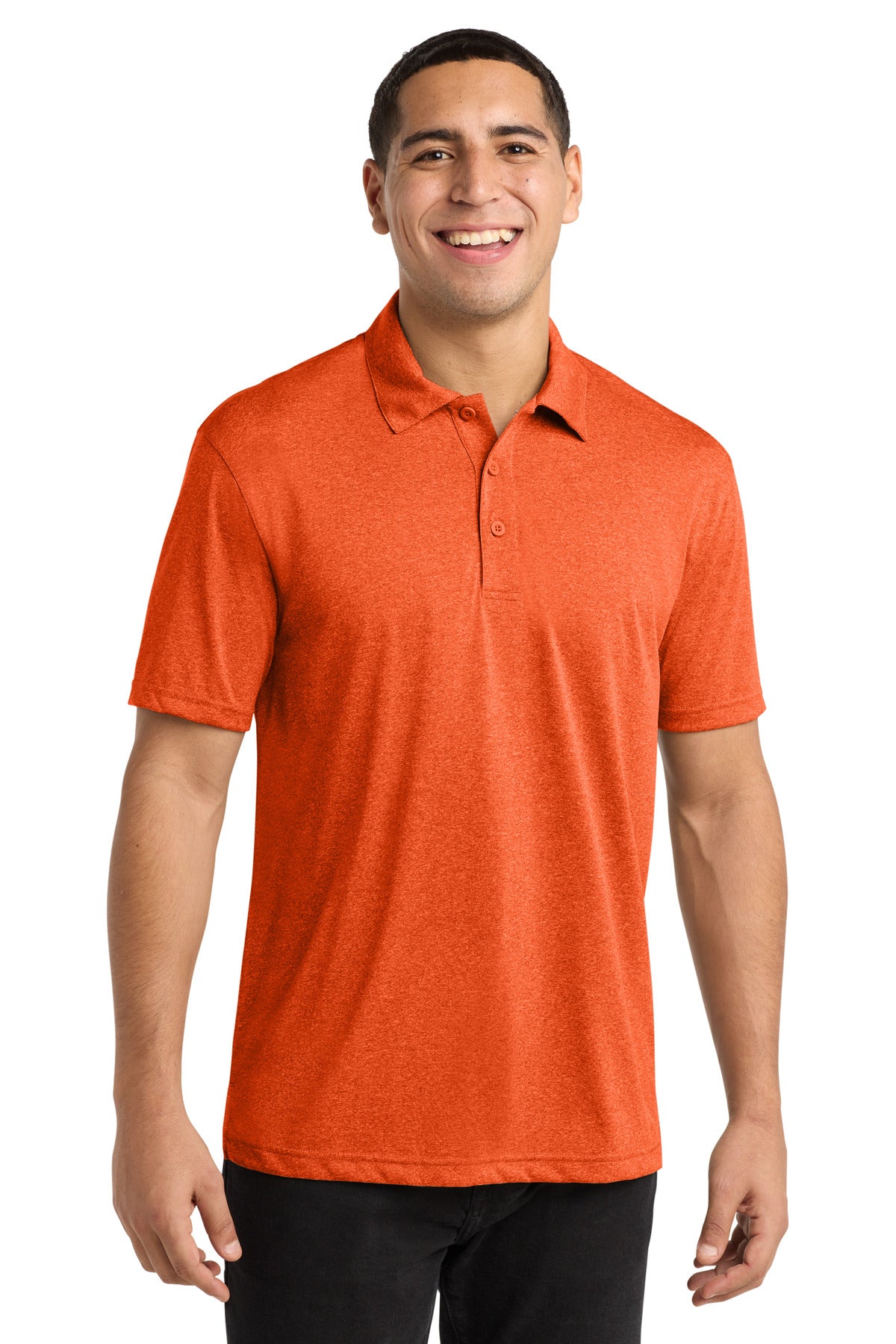 Deep Orange HR Sport-Tek Heather Contender Polo. ST660 plain