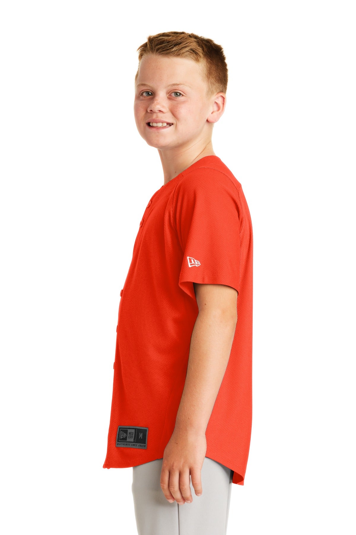 Deep Orange New Era Youth Diamond Era Full-Button Jersey. YNEA220 plain