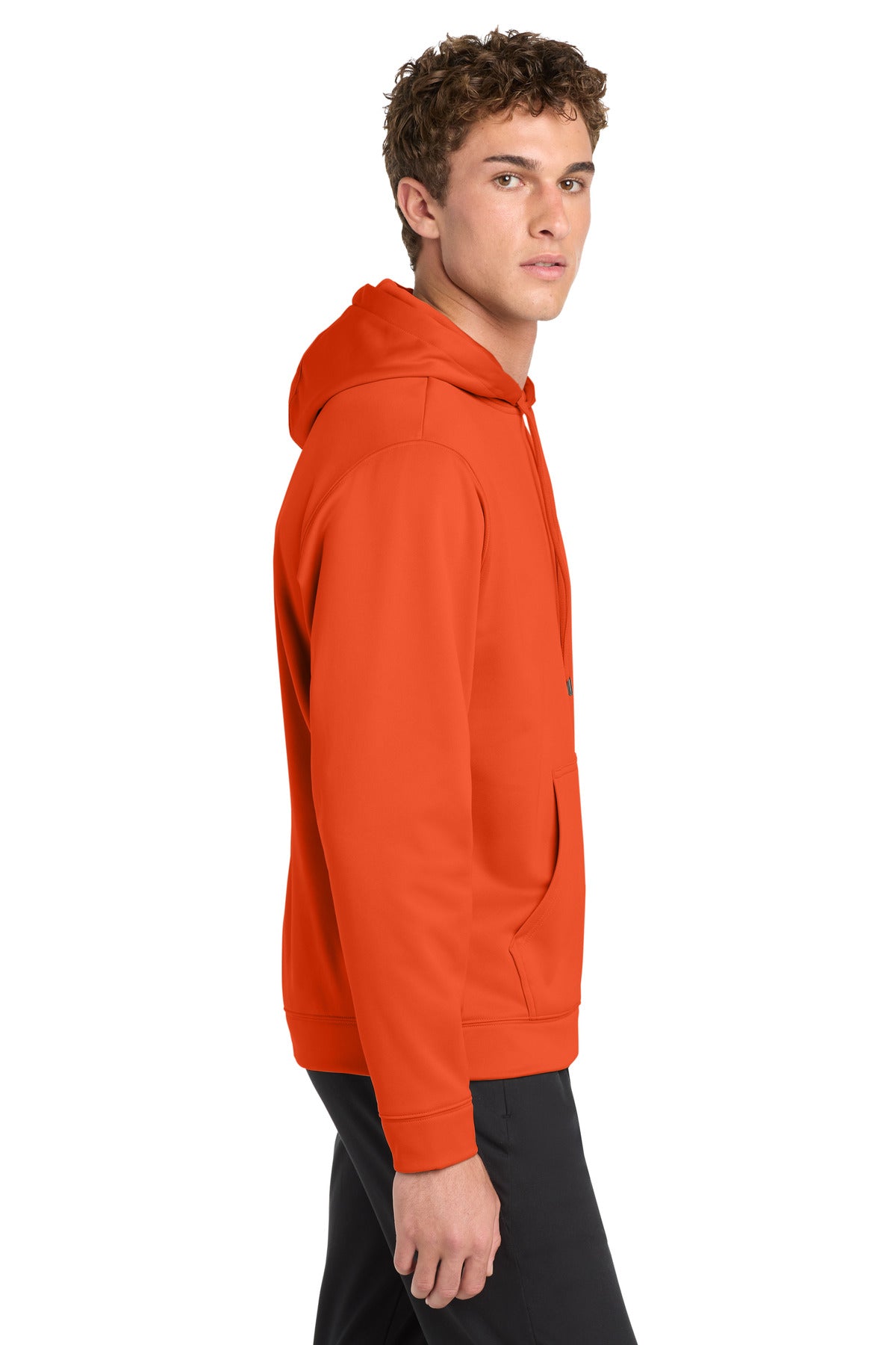 Deep Orange Sport-Tek Sport-Wick Fleece Hooded Pullover. F244 plain