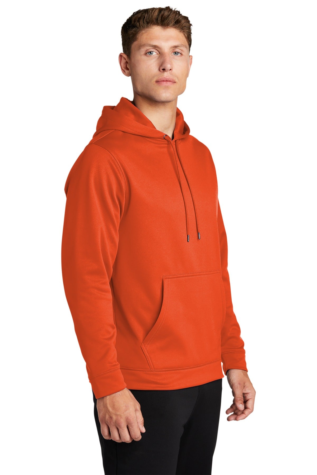 Deep Orange Sport-Tek Sport-Wick Fleece Hooded Pullover. F244 plain
