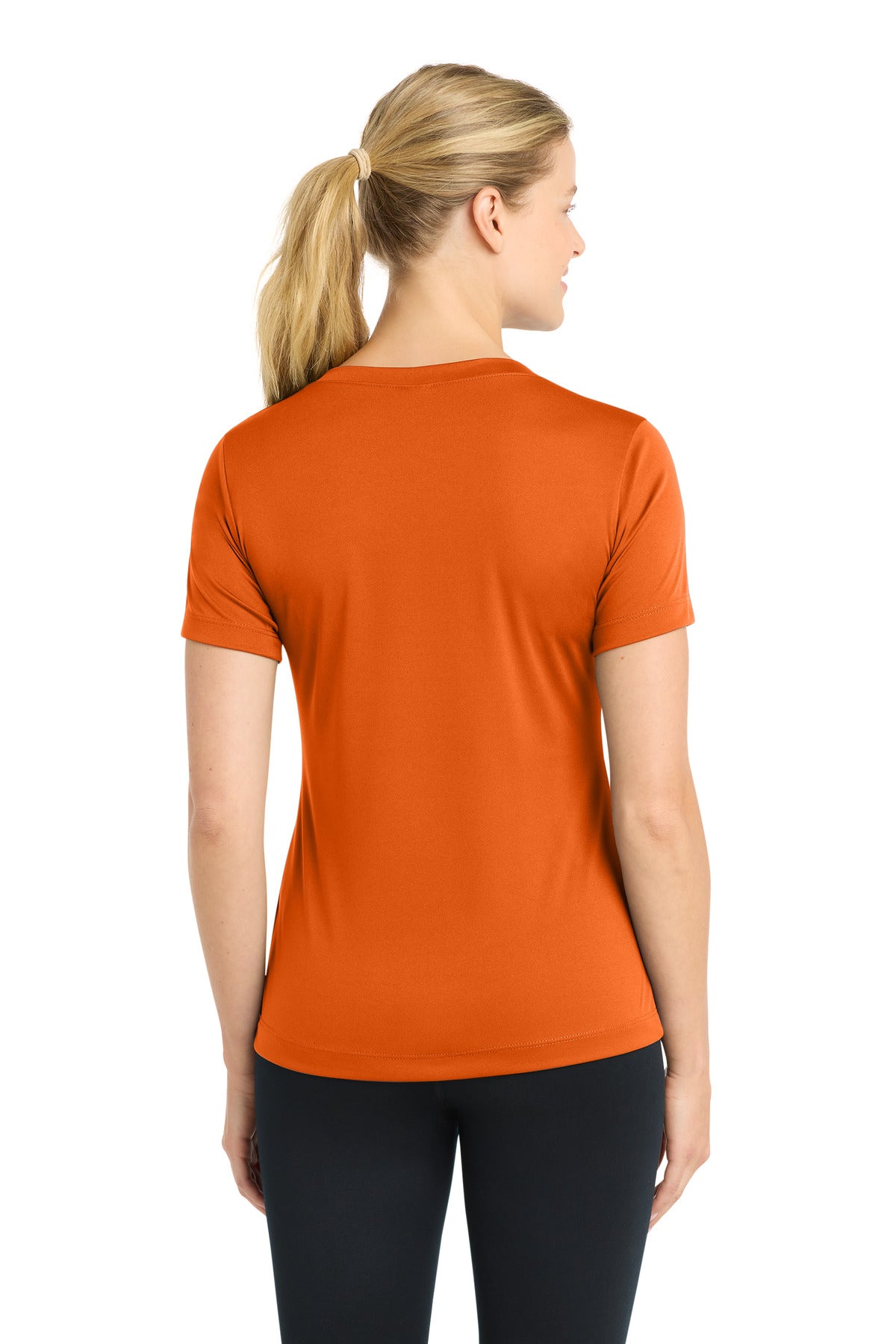 Deep Orange Sport-Tek Women's PosiCharge Competitor V-Neck Tee. LST353 plain