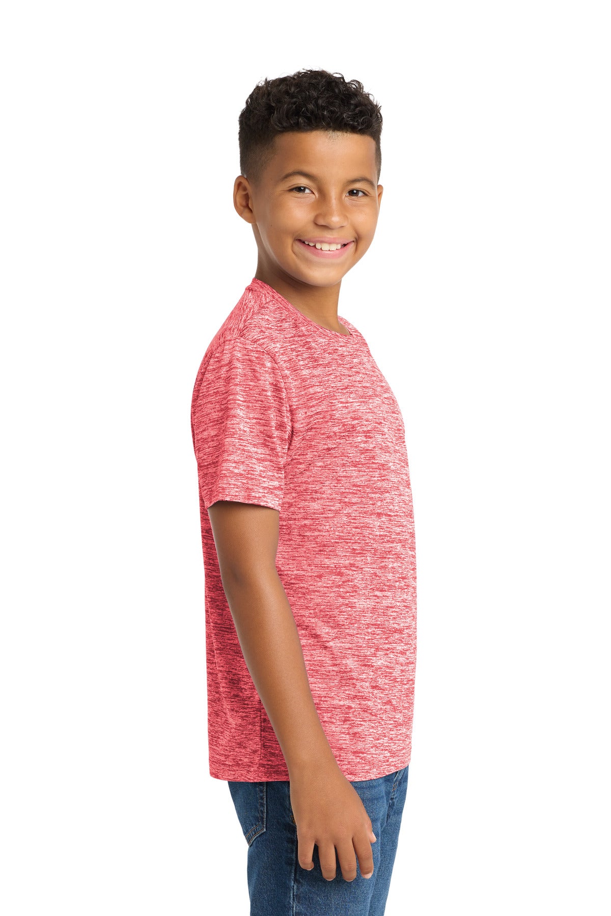 Deep Red Elect Sport-Tek Youth PosiCharge Electric Heather Tee. YST390 plain