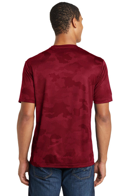 Deep Red Sport-Tek CamoHex Tee. ST370 plain