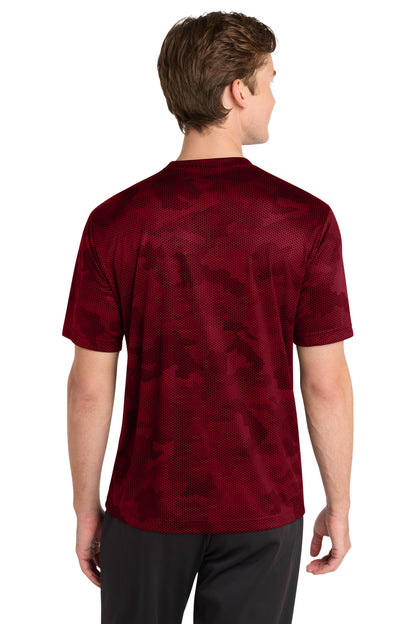 Deep Red Sport-Tek CamoHex Tee. ST370 plain