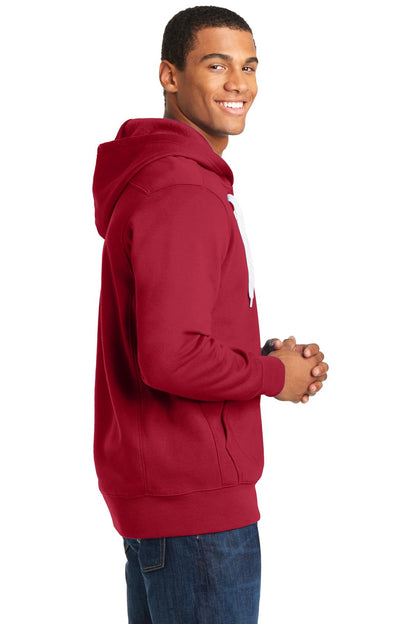 Deep Red Sport-Tek Lace Up Pullover Hooded Sweatshirt. ST271 plain