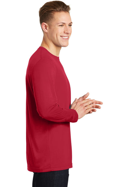 Deep Red Sport-Tek Long Sleeve PosiCharge Competitor Cotton Touch Tee. ST450LS plain