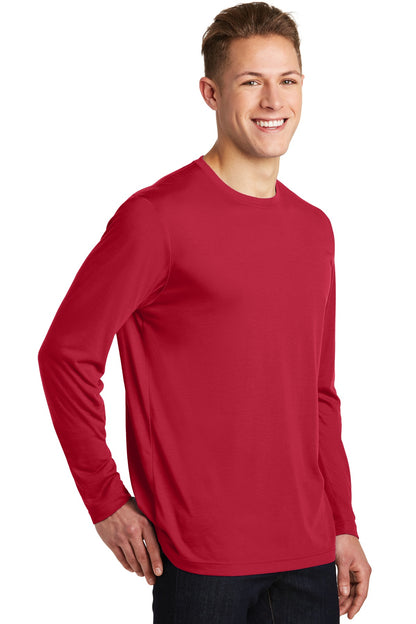 Deep Red Sport-Tek Long Sleeve PosiCharge Competitor Cotton Touch Tee. ST450LS plain