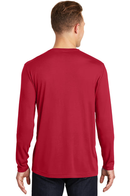 Deep Red Sport-Tek Long Sleeve PosiCharge Competitor Cotton Touch Tee. ST450LS plain