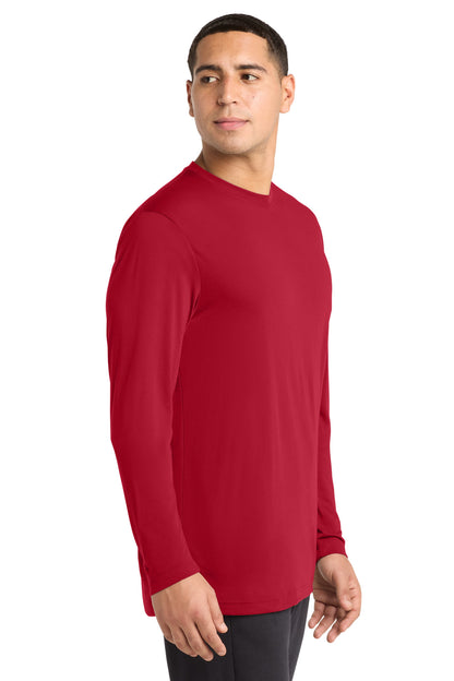 Deep Red Sport-Tek Long Sleeve PosiCharge Competitor Cotton Touch Tee. ST450LS plain