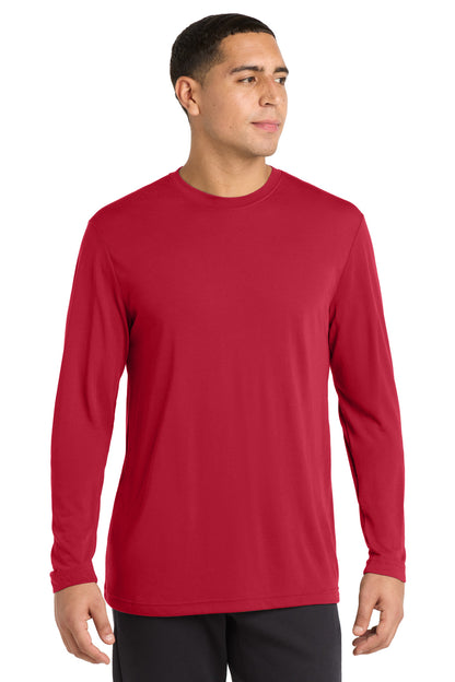 Deep Red Sport-Tek Long Sleeve PosiCharge Competitor Cotton Touch Tee. ST450LS plain