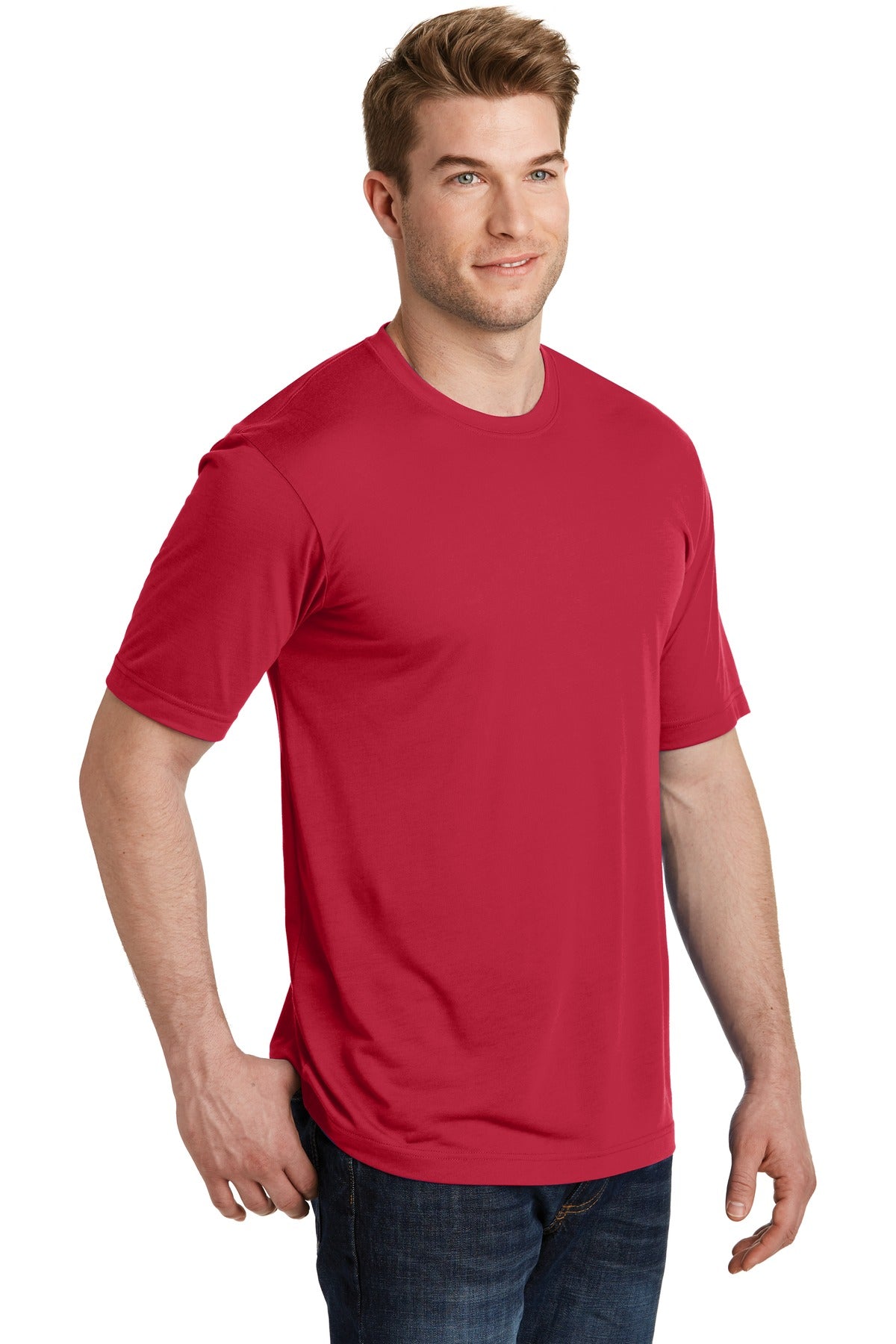 Deep Red Sport-Tek PosiCharge Competitor Cotton Touch Tee. ST450 plain