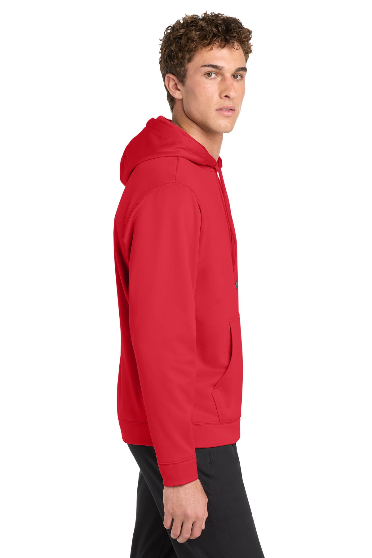 Deep Red Sport-Tek Sport-Wick Fleece Hooded Pullover. F244 plain