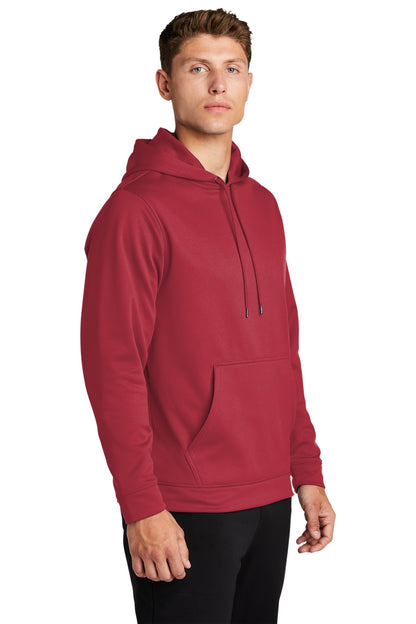 Deep Red Sport-Tek Sport-Wick Fleece Hooded Pullover. F244 plain