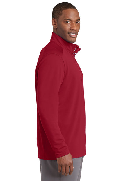 Deep Red Sport-Tek Sport-Wick Textured 1/4-Zip Pullover. ST860 plain