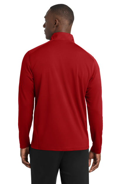 Deep Red Sport-Tek Sport-Wick Textured 1/4-Zip Pullover. ST860 plain