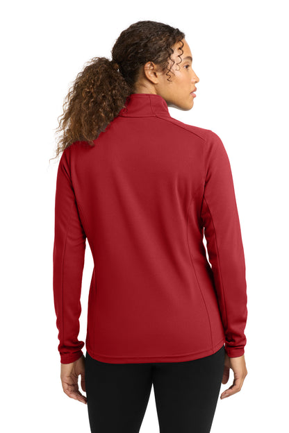 Deep Red Sport-Tek Women's Sport-Wick Textured 1/4-Zip Pullover. LST860 plain
