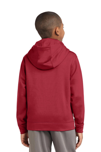 Deep Red Sport-Tek Youth Sport-Wick Fleece Hooded Pullover. YST244 plain