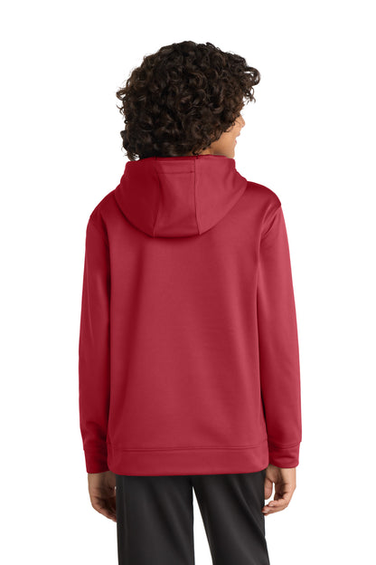Deep Red Sport-Tek Youth Sport-Wick Fleece Hooded Pullover. YST244 plain