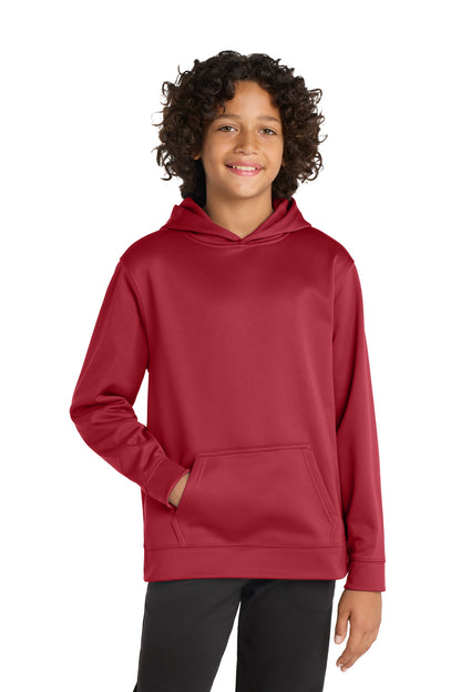 Deep Red Sport-Tek Youth Sport-Wick Fleece Hooded Pullover. YST244 plain