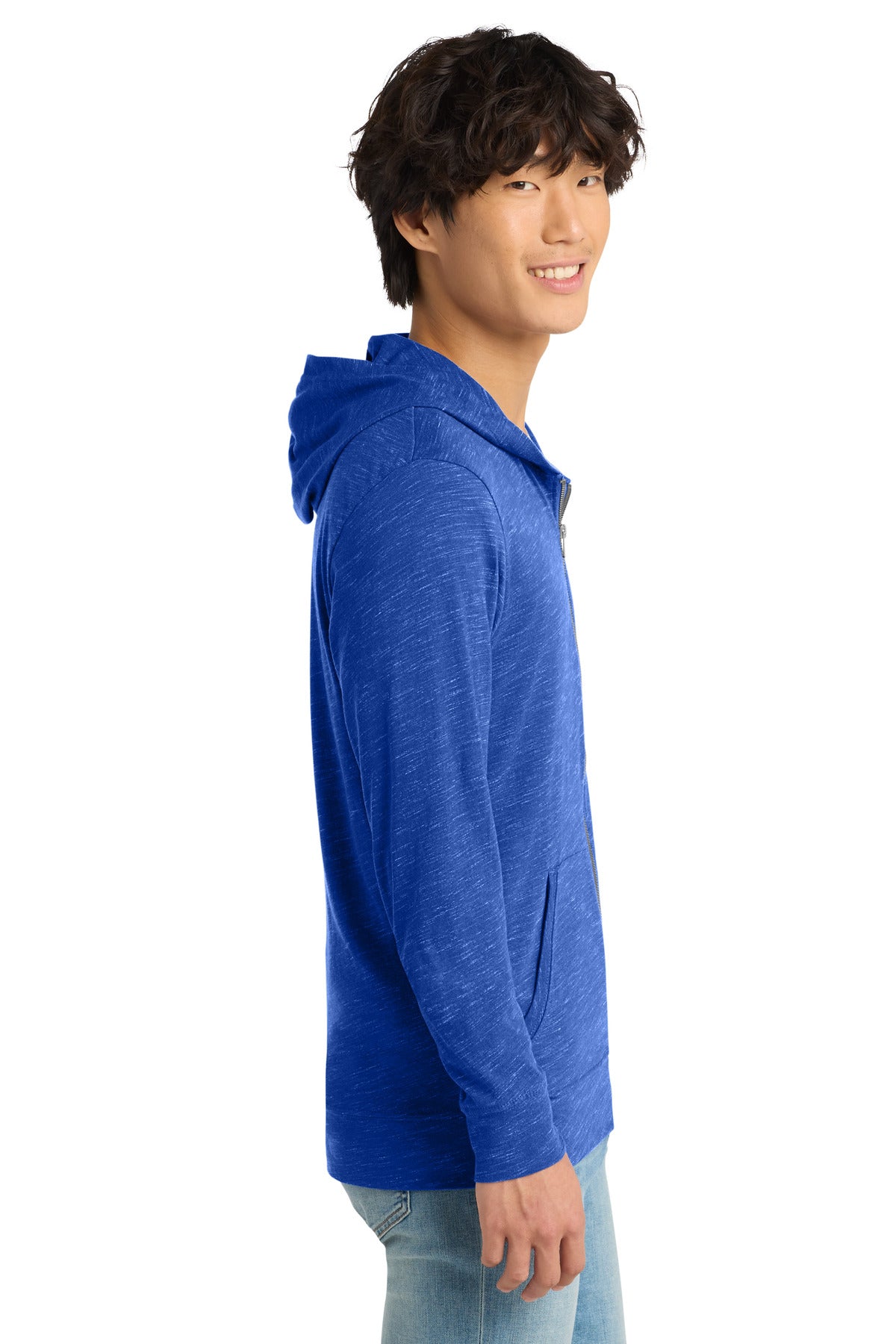 Deep Royal District Medal Full-Zip Hoodie. DT565 plain