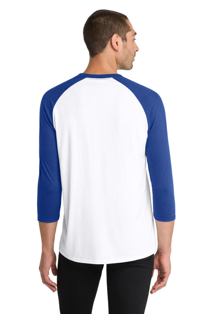 Deep Royal/Wht District Perfect Tri 3/4-Sleeve Raglan. DM136 plain