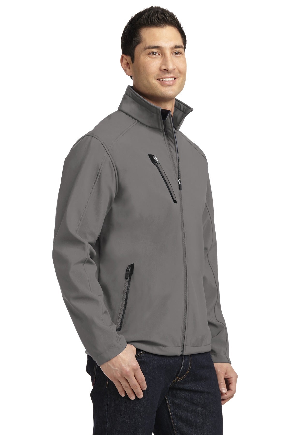 Deep Smoke Port Authority Welded Soft Shell Jacket. J324 plain