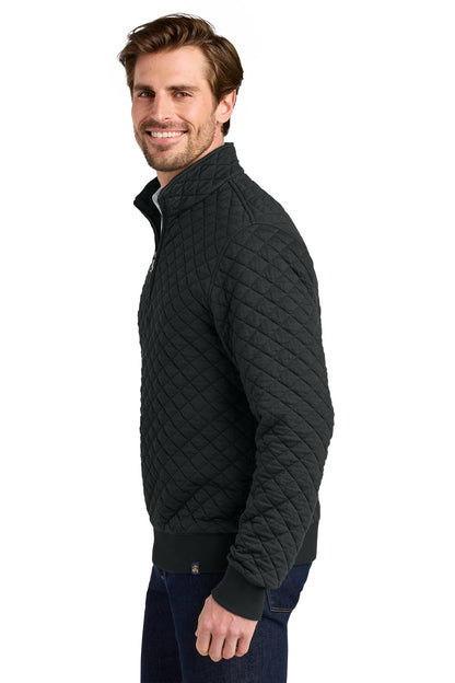 DeepBlack Brooks Brothers Diamond Quilt 1/4-Zip BB18212 plain