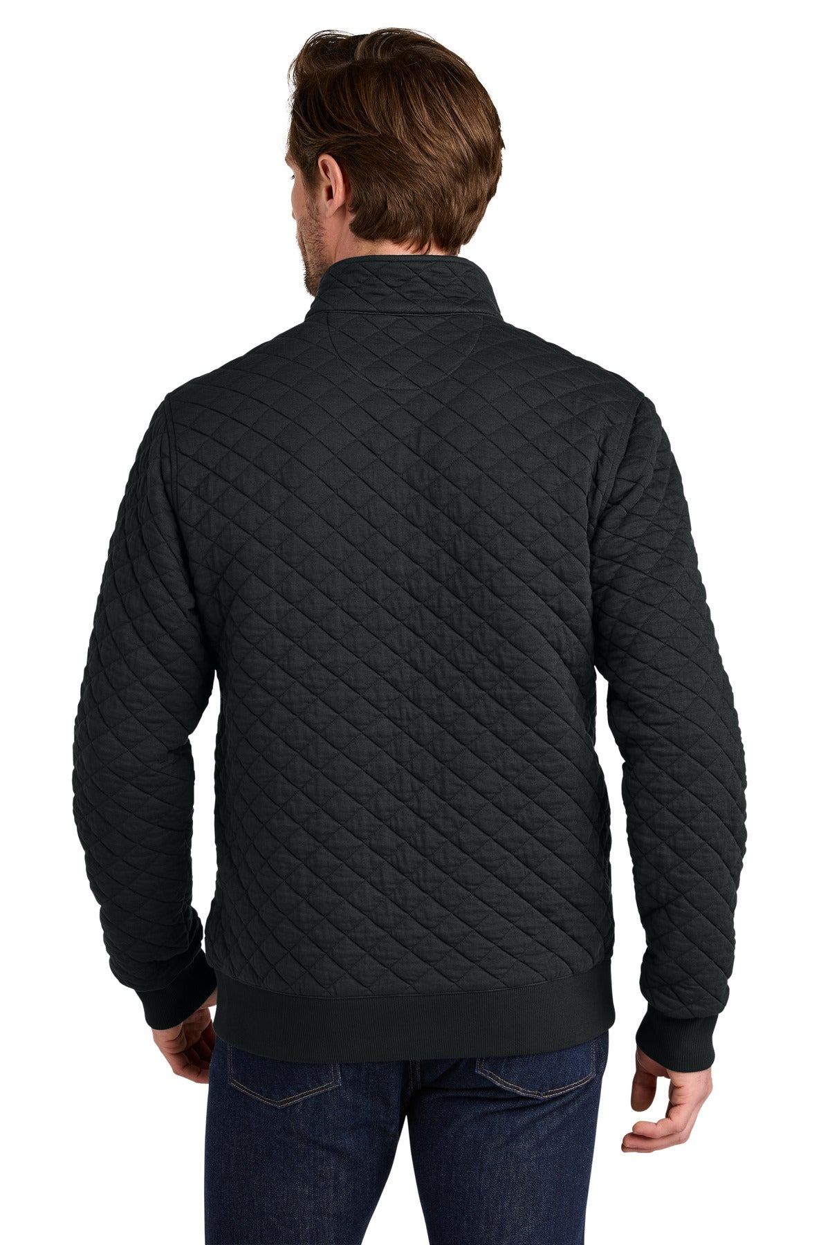 DeepBlack Brooks Brothers Diamond Quilt 1/4-Zip BB18212 plain