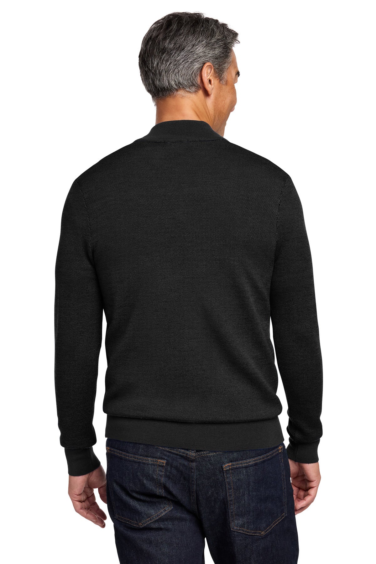 DeepBlack Brooks Brothers Washable Merino Birdseye 1/4-Zip Sweater BB18412 plain